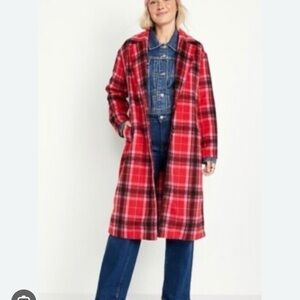 NWT Old Navy Red Tartan Overcoat